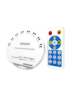 SP608E Music Led Controller 8CH Signal Output SK6812 WS2812B Light Built In Mic Bluetooth App Control 5V-24V