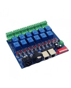 12 Way Relay Switch DMX512 Controller RJ45 XLR DMX-RELAY-12CH-10A